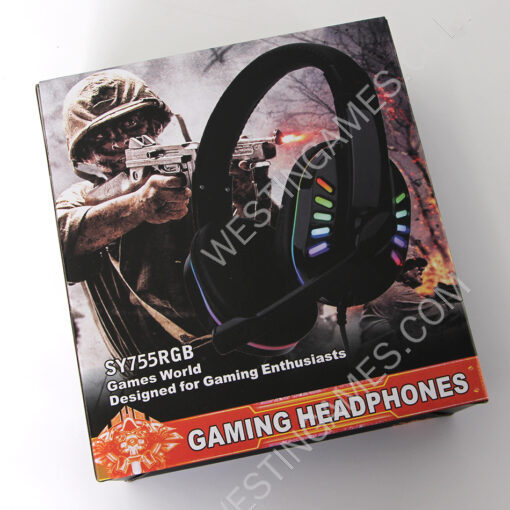 RGB Light Wired Headphones With Microphone Earphones Gaming Headset For PS4 Xbox One Black-Blue