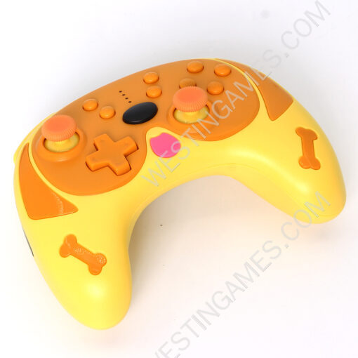 Pekingese Theme Bluetooth Wireless Handheld Pro Gamepad Controller with Wakeup for Switch Yellow