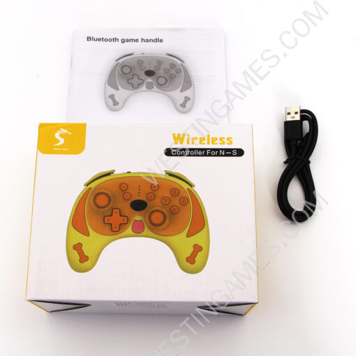 Pekingese Theme Bluetooth Wireless Handheld Pro Gamepad Controller with Wakeup for Switch Yellow - Image 6