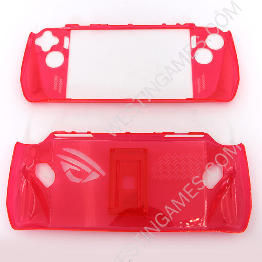 Transparent Crystal Protecting Cover Case with Stand for ROG Ally - Clear Red - Image 4