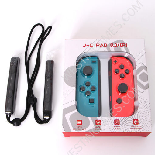 Wireless Bluetooth L/R Joycon Game Controller Support Fitness Ring with Hand Wrist for NS Switch - Blue and red - Image 5