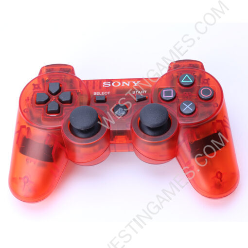 Dual Shock DualShock 3 Wireless Bluetooth Controller for PS3 Transparent Red - Image 2
