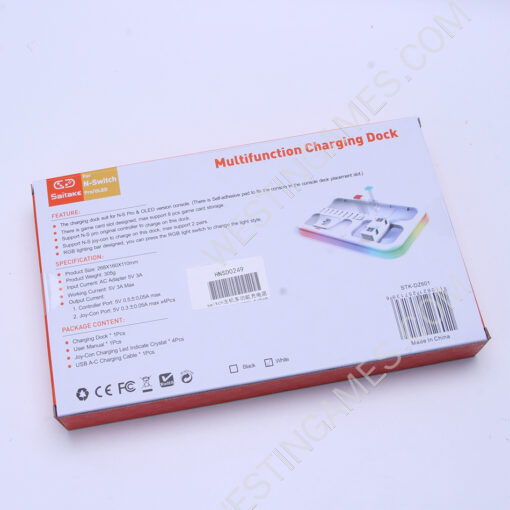 Multi-function RGB Vertical Stand With Card Storage and Controller Charging Station Base For Switch and oled White - Image 2