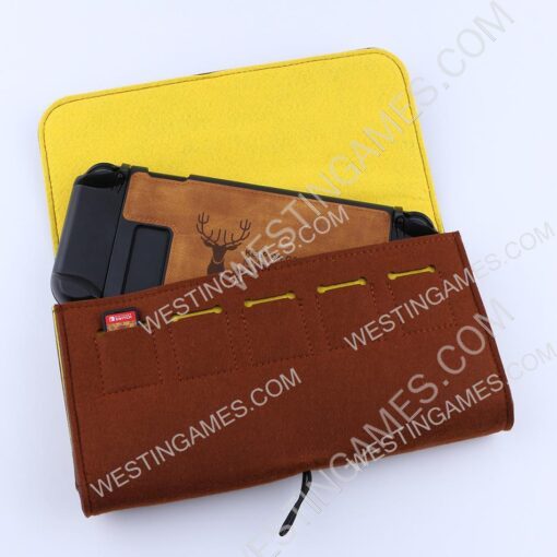 Slim Travel Carry Bag Protector Pouch with 5 Games Memory Card Holders for Nintendo Switch - Brown - Image 3