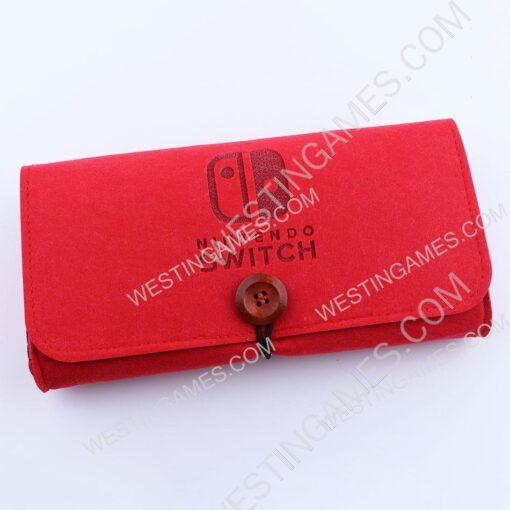 Slim Travel Carry Bag Protector Pouch with 5 Games Memory Card Holders for Nintendo Switch - Red