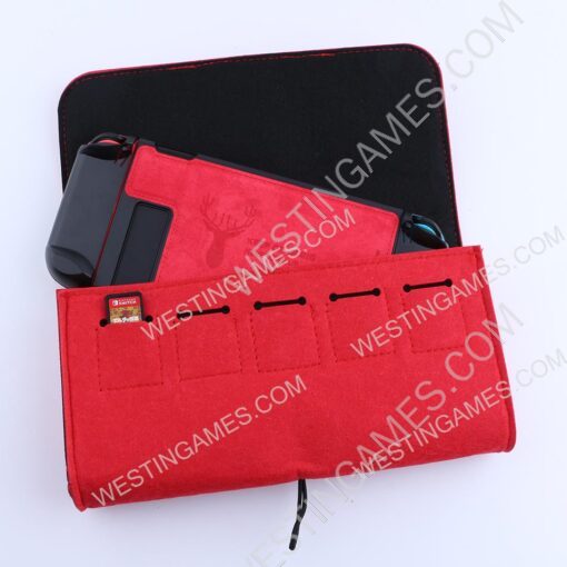 Slim Travel Carry Bag Protector Pouch with 5 Games Memory Card Holders for Nintendo Switch - Red - Image 3
