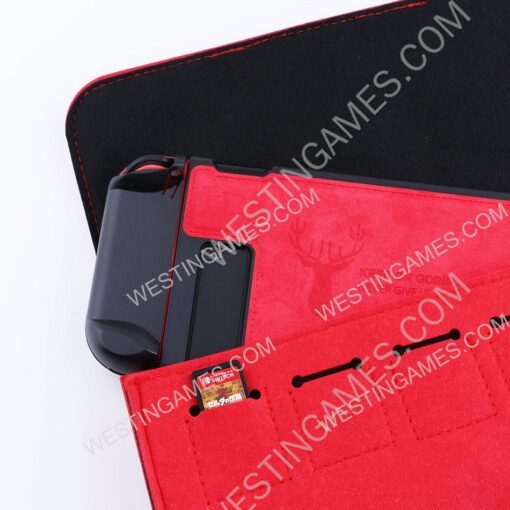 Slim Travel Carry Bag Protector Pouch with 5 Games Memory Card Holders for Nintendo Switch - Red - Image 4