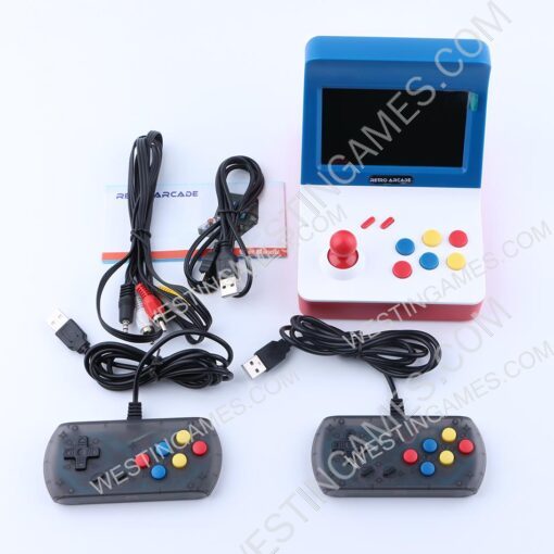 2018 Newest Game Console mini Retro Arcade with 10 Emulator Game Machine 3000 Games - Red/Blue - Image 2