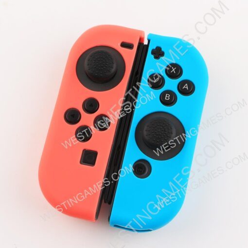 Protective Anti-Slip Soft Silicone Skin Case Set for NS switch Joy-Con Controller - Red and Blue - Image 3