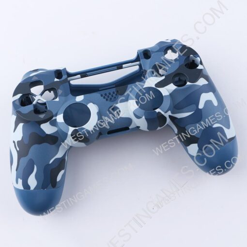 Replacement Top and Bottom Housing Shell Case for PS4 Controller JDM-040/050 - Camouflage Blue