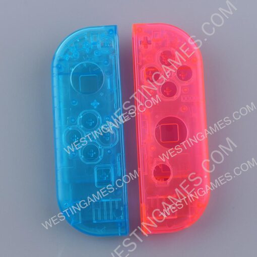 Left and Right Housing Cover Case Set for Switch Joy-con Clear Blue and Pink