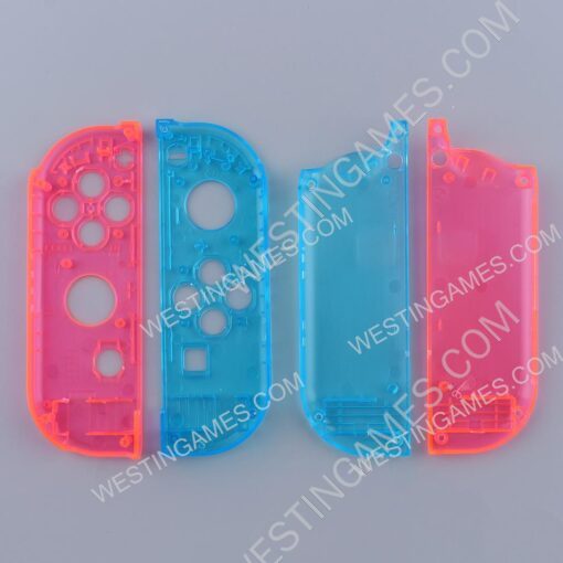 Left and Right Housing Cover Case Set for Switch Joy-con Clear Blue and Pink - Image 3