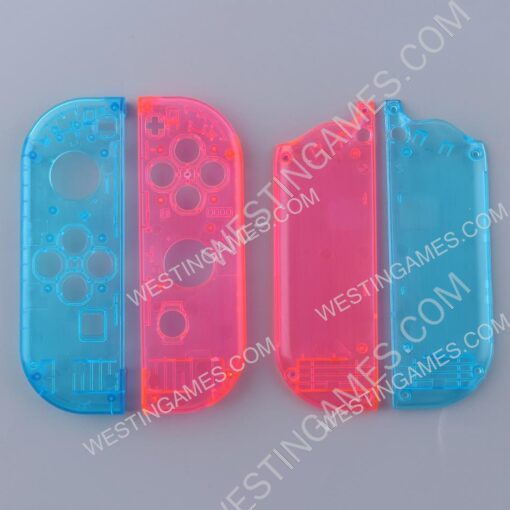 Left and Right Housing Cover Case Set for Switch Joy-con Clear Blue and Pink - Image 4
