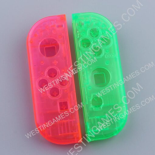Left and Right Housing Cover Case Set for Switch Joy-con Clear Pink and Green