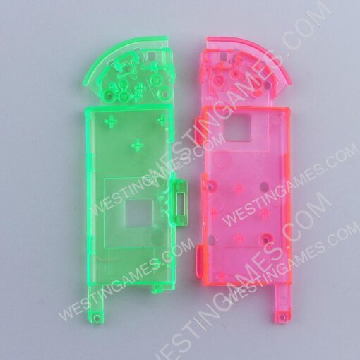 Left and Right Housing Cover Case Set for Switch Joy-con Clear Pink and Green - Image 5