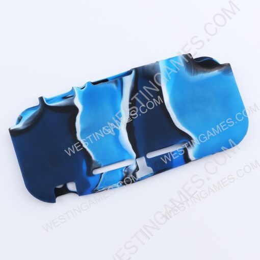 Complete Protective Anti-Slip Soft Camo Silicone Skin Case Set for Switch lite Console - Blue - Image 2