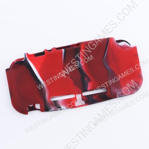 Complete Protective Anti-Slip Soft Camo Silicone Skin Case Set for Switch lite Console - Red - Image 2