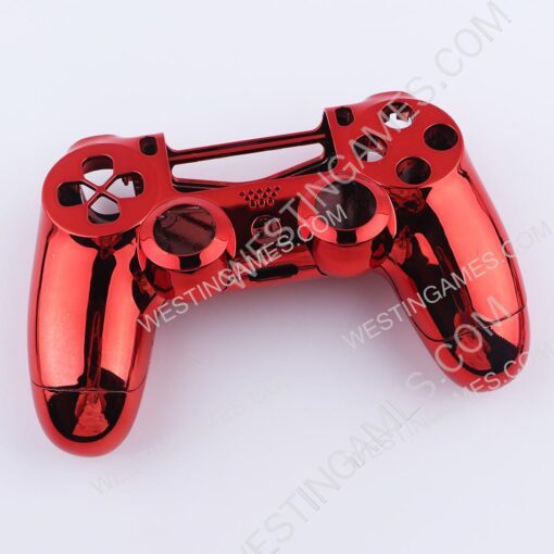 Mirror Chrome Housing Shell Case Replacement for PS4 Slim Dualshock 4 Controller - Red - Image 2