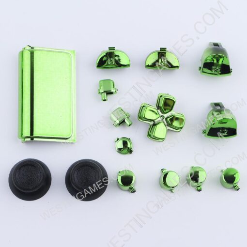 Mirror Chrome Housing Shell Case Replacement for PS4 Slim Dualshock 4 Controller - Green - Image 4