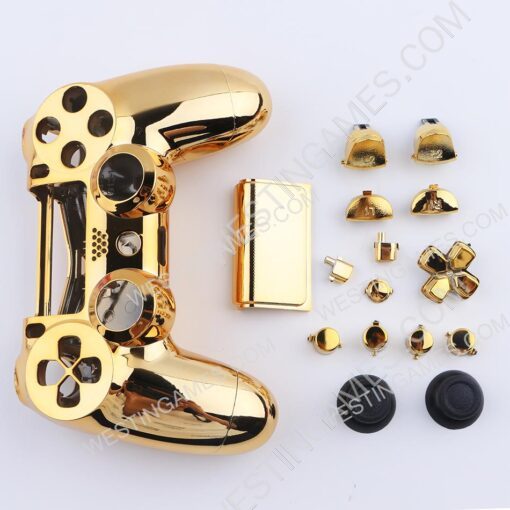 Mirror Chrome Housing Shell Case Replacement for PS4 Slim Dualshock 4 Controller - Gold