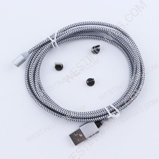 3in1 Magnetic Adapter Charger USB Data Charging Sync Cable For IOS iPhone Android Type-c - Silver
