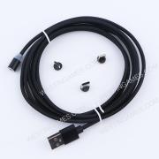 3in1 Magnetic Adapter Charger USB Data Charging Sync Cable For IOS iPhone Android Type-c - Black