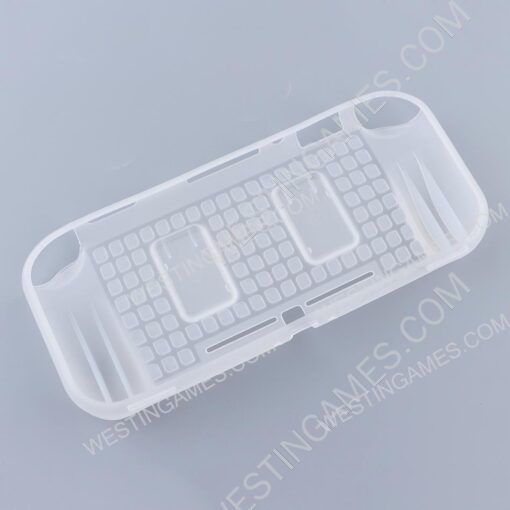 Comfortable Soft tpu Handle Grip Cover Case with 2 Card Storage for Switch lite - Clear White