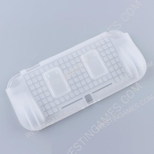 Comfortable Soft tpu Handle Grip Cover Case with 2 Card Storage for Switch lite - Clear White - Image 2