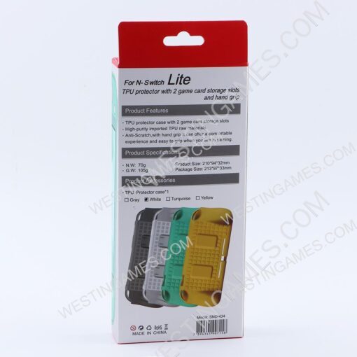 Comfortable Soft tpu Handle Grip Cover Case with 2 Card Storage for Switch lite - Clear White - Image 5