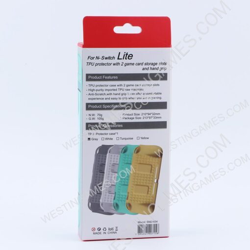 Comfortable Soft tpu Handle Grip Cover Case with 2 Card Storage for Switch lite - Clear Black - Image 5