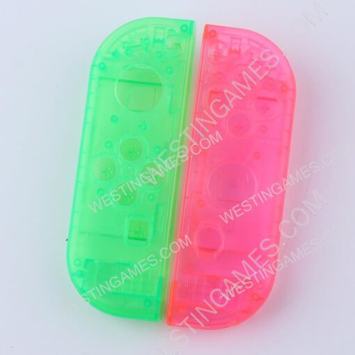 Left and Right Housing Cover Case Set for switch Joy-con Clear Green and Pink