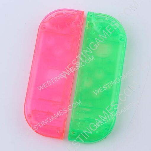 Left and Right Housing Cover Case Set for switch Joy-con Clear Green and Pink - Image 2