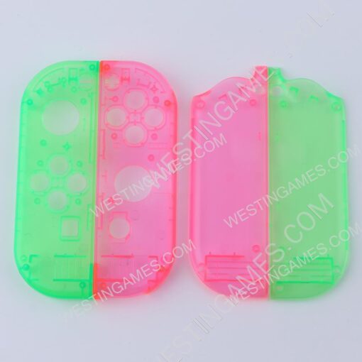 Left and Right Housing Cover Case Set for switch Joy-con Clear Green and Pink - Image 3