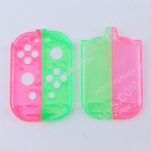 Left and Right Housing Cover Case Set for switch Joy-con Clear Green and Pink - Image 4