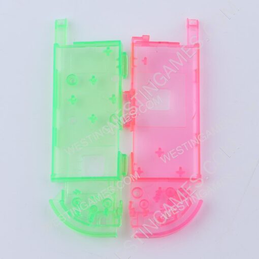 Left and Right Housing Cover Case Set for switch Joy-con Clear Green and Pink - Image 6