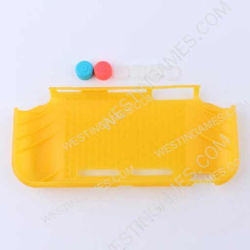 Soft tpu Handle Grip Cover Case with 6 Aanalog Grips for Switch lite - Yellow - Image 2