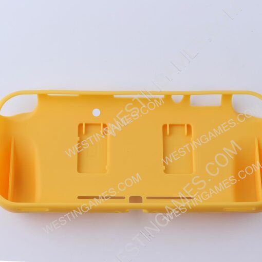 Comfortable Soft tpu Handle Grip Cover Case with 2 Card Storage for Switch lite - Yellow - Image 2