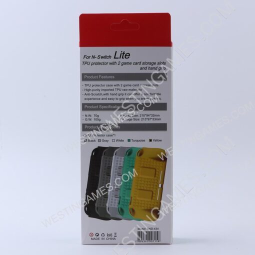 Comfortable Soft tpu Handle Grip Cover Case with 2 Card Storage for Switch lite - Yellow - Image 7