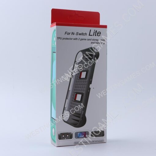 Comfortable Soft tpu Handle Grip Cover Case with 2 Card Storage for Switch lite - Blue - Image 6