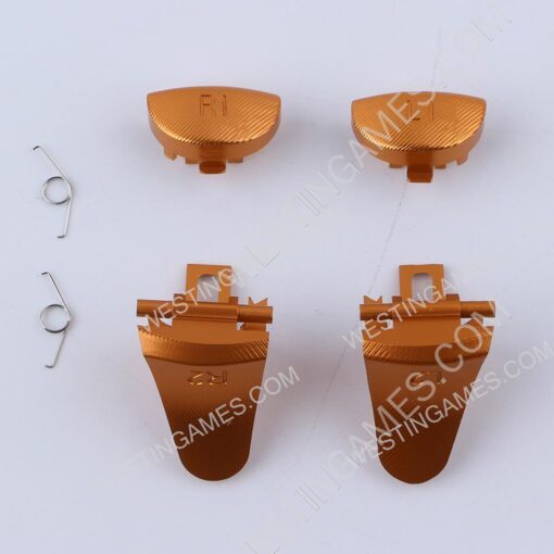 Replacement Metal R1L1 + r2l2 Trigger Buttons 4Pcs Set for PS4 Slim/Pro JDM-040 Controller Gold