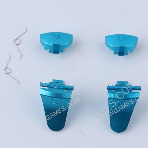 Replacement Metal R1L1 + r2l2 Trigger Buttons 4Pcs Set for PS4 Slim/Pro JDM-040 Controller Blue