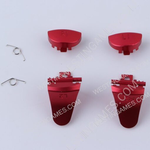Replacement Metal R1L1 + r2l2 Trigger Buttons 4Pcs Set for PS4 Slim/Pro JDM-040 Controller Red