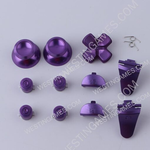 Metal Analog D-Pad ABXY R1L1 + r2l2 Buttons 11Pcs Set for PS4 slim/Pro Controller Purple