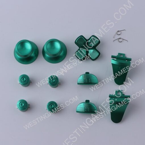 Metal Analog D-Pad ABXY R1L1 + r2l2 Buttons 11Pcs Set for PS4 slim/Pro Controller Green