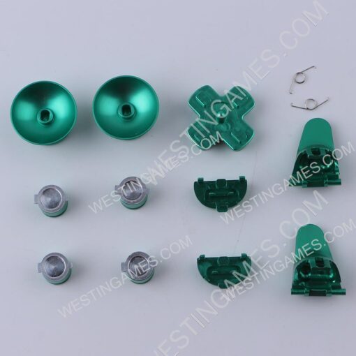 Metal Analog D-Pad ABXY R1L1 + r2l2 Buttons 11Pcs Set for PS4 slim/Pro Controller Green - Image 2
