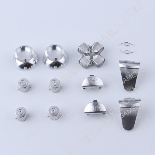 Metal Analog D-Pad ABXY R1L1 + r2l2 Buttons 11Pcs Set for PS4 slim/Pro Controller Silver