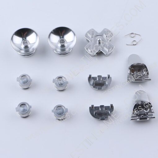 Metal Analog D-Pad ABXY R1L1 + r2l2 Buttons 11Pcs Set for PS4 slim/Pro Controller Silver - Image 2