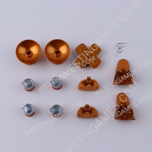 Metal Analog D-Pad ABXY R1L1 + r2l2 Buttons 11Pcs Set for PS4 slim/Pro Controller Gold - Image 2