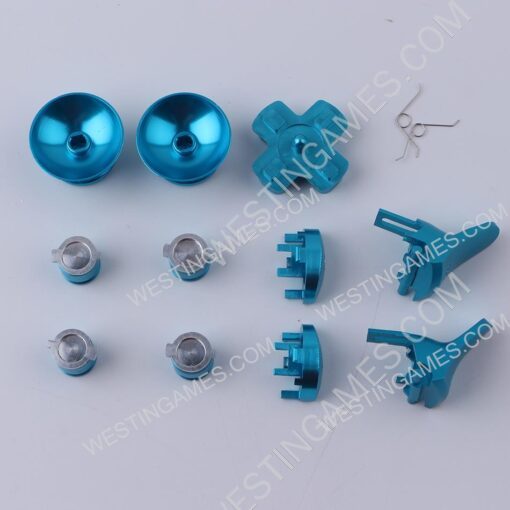 Metal Analog D-Pad ABXY R1L1 + r2l2 Buttons 11Pcs Set for PS4 slim/Pro Controller Blue - Image 2