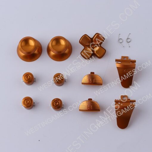 Metal Analog D-Pad ABXY R1L1 + r2l2 Buttons 11Pcs Set for PS4 slim/Pro Controller Gold